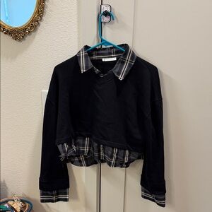 Zara Black and Gray Layered Kids Sweatshirt